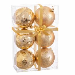 Bolas de Navidad Dorado Plástico Ciervo 8 x 8 x 8 cm (6 Unidades) Precio: 10.50000006. SKU: B175VFEBGP