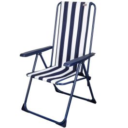 Silla Plegable Aktive A rayas Blanco Azul marino 46 x 101 x 59 cm (4 Unidades)