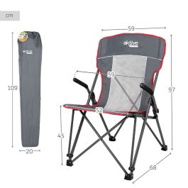 Silla de Camping Plegable Aktive Gris 59 x 97 x 68 cm (2 Unidades)