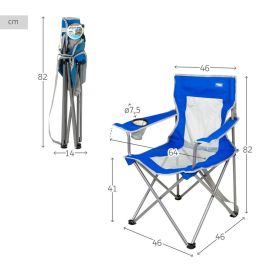 Silla de Camping Plegable Aktive Azul Gris 46 x 82 x 46 cm (4 Unidades)