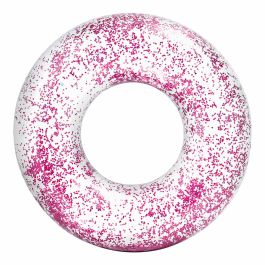 Flotador Hinchable Donut Intex Transparente Purpurina Ø 119 cm (6 Unidades)