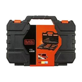 Juego de 109 piezas para atornillar y taladrar con brocas "titanio" a7200-xj black+decker