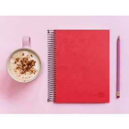 Cuaderno Espiral Liderpapel A5 Micro Papercoat Tapa Forrada 140H 75 gr Cuadro5 mm 5 Bandas 6 Taladros Rojo