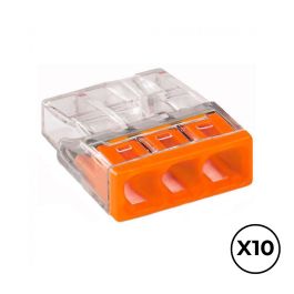 Wago Conector Rápido 3 Vías ø Máximo 2,5 mm², Transparente / Naranja, 10 Unidades Precio: 3.95000023. SKU: B1GQENZWNV