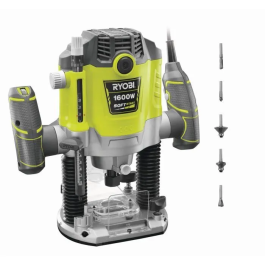 Ryobi RRT1600-K Router 1600W con 5 Cortadores, Pinzas 8/6mm, Arranque Suave, Incluye Estuche