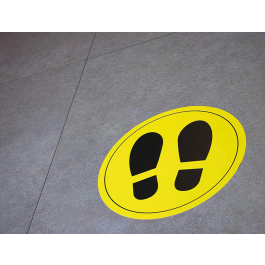 Apli Círculo Señalización Adhesivo para Suelo PVC 100 micras Pies Amarillo/Negro Diámetro 30 cm