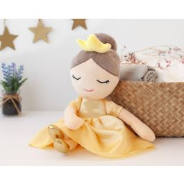 KioKids Peluche Princesa Dorada Muñeca de Tela Niños +10 Meses Vestido Amarillo 40cm