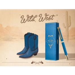 Belius Wild West Bolígrafo Aluminio Azul Marino Dorado Tinta Azul Caja Diseño