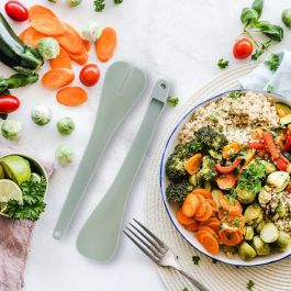 Fackelmann FAC1720223846550 Juego de 2 Ensaladeras con Cubiertos para Ensalada - 20.5 y 25 cm