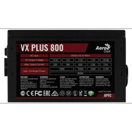 Fuente de Alimentación Aerocool VX PLUS 800 800 W 130 W ATX Fuente de Alimentación Aerocool VX PLUS 800 800 W 130 W ATX