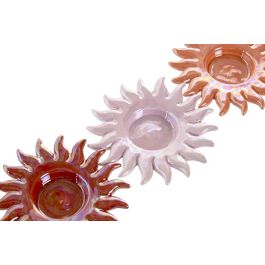 DKD Home Decor Portavela Ceramica Rosa Naranja Coral 11 x 1.5 x 11 cm (12 Unidades)