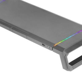 Mars Gaming MGS-One Soporte Monitor RGB Ajustable, USB 2.0, Soporte Móvil/Tablet y Cajón, Ergonómico, Negro