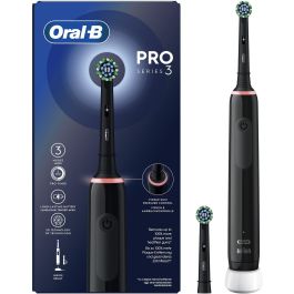 Braun Oral-B Cepillo Dental Eléctrico Pro 3 3000 Negro con 1 Recambio y Sensor de Presión 360º, 3 Modos de Limpieza
