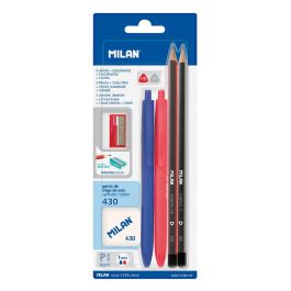 Milan Set 2 Bolígrafos P1 + 2 Lápices Grafito Hb-H + Goma 430 Y Sacapuntas Blíster