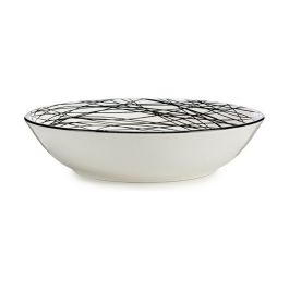 Plato Hondo Vessia MB19A3181-SB MB19A3181-SB Blanco Negro Porcelana Rayas 20 x 4,7 x 20 cm (6 Unidades)