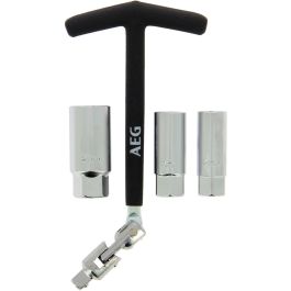 Llave para bujías articulada con doble rótula y manguitos surtidos de 16 mm, 18 mm y 21 mm. Mango en T antideslizante de acero inoxidable. Llave para bujías articulada con doble rótula y manguitos surtidos de 16 mm, 18 mm y 21 mm. Mango en T antideslizante de acero inoxidable. Precio: 25.4999998. SKU: B19ZEKL8TE