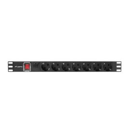 Lanberg PDU-07F-0200-IEC-BK PDU Unidad de Distribución de Energía 7 Salidas AC, Conector C14, Tipo F, 1U Rack Horizontal, 10A, Negro