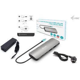 I-TEC METAL NANO 2X HDMI - Base Docking USB-C con 2x HDMI 4K, Power Delivery 100W, Ethernet y USB 3.2 Gen 1
