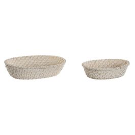 Cesta Balines DKD Home Decor Blanco Natural 22 x 7 x 29 cm Set de 2