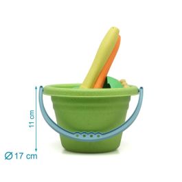 KioKids Cubo de Playa Set 8 Piezas con Rastrillo y Pala, Material de Trigo Sostenible, Multicolor, +18 meses