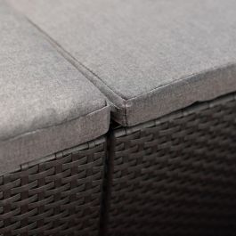 ALLIBERT by KETER - Sofá esquinero de 5 plazas SanRemo en imitación de ratán trenzado con mesa de centro - gris grafito