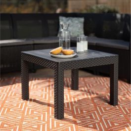 ALLIBERT by KETER - Sofá esquinero de 5 plazas SanRemo en imitación de ratán trenzado con mesa de centro - gris grafito