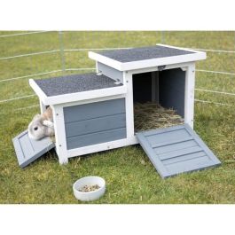 TRIXIE Habitat Natura - 70 x 43 x 45 cm - Con dos entradas - Blanco y gris - Para conejos TRIXIE Habitat Natura - 70 x 43 x 45 cm - Con dos entradas - Blanco y gris - Para conejos