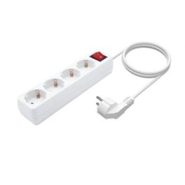 Aisens Base Múltiple 4 Tomas con Interruptor, Cable 3x1.5 mm2 1.4M, Blanco