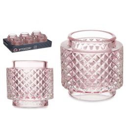 Soporte Vela Doble Grande Rosa Giftdecor 9x8.8x9 cm - Vidrio (12 Unidades) Precio: 58.49999947. SKU: S3611335