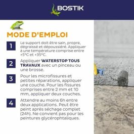 Bostik BOS3549212466909 Membrana Impermeabilizante Waterstop para Reparación de Fugas, Cubo 14 kg, Gris