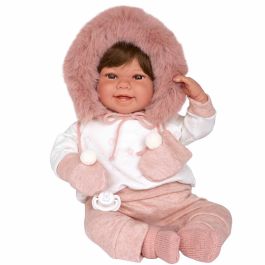 Muñecas Arias 65378 Muñeco Elegance Zoe 45 cm Rosa con Manoplas, Chupete, Suéter, Pantalón y Calcetines - Tacto Real Bebé