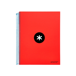 Antartik Cuaderno espiral A4 micro tapa forrada 120 hojas 90 gr liso color rojo
