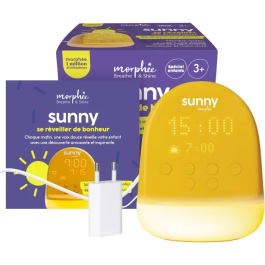 Morphée MOR3770040227022 Despertador Infantil Sunny con Luz Nocturna y 365 Descubrimientos de Audio, Amarillo