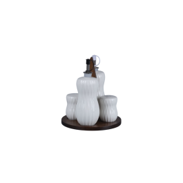 DKD Home Decor Pengjia 25 Aceitera Vinagrera Set de 4 Porcelana Bambu Blanco Marron Oscuro 17 x 19 x 17 cm Precio: 13.50000025. SKU: B1E35QSP32