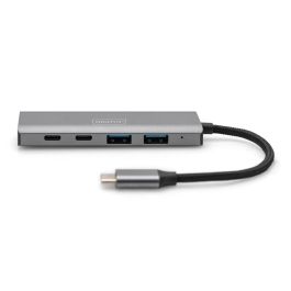 Digitus Hub USB-C 4 Puertos 3.1 (2x USB-A, 2x USB-C) Gris Aluminio 10000 Mbit/s Cable Integrado