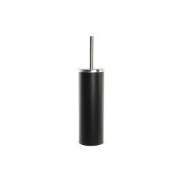 DKD Home Decor Escobillero Loft para Baño de Metal y Acero Inoxidable - Colores Negro y Plateado - Medidas 10 x 38.4 x 10 cm
