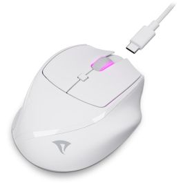 Sharkoon OfficePal M25W Ratón Gaming Óptico Inalámbrico RF + Conexión USB-C 4000 DPI, 6 Botones, Mano Derecha, Iluminación Multi-color, Blanco