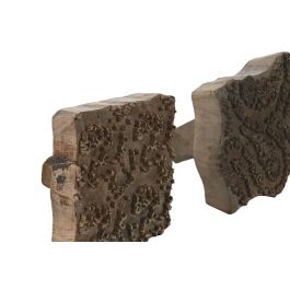 DKD Home Decor Sello Estampacion Gris Negro Madera 20 x 20 x 20 cm (4 Unidades)