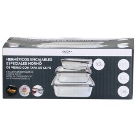 Cook Concept Juego de 3 Herméticos Horno Cristal con tapa 1,8L 0,8L 0,35L