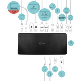 Hub USB i-Tec C31QUATTRODOCKPD Negro