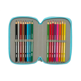 Safta Plumier Escolar Triple Cremallera 37 Piezas Reciclado Moos Fiori 195x125x55 mm