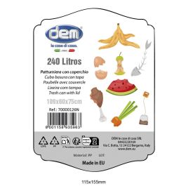 Inde Cubo Basura Con Tapa 240 Lt. Negro 60 cm Ancho x 105 cm Alto x 78 cm Largo (2 Unidades)