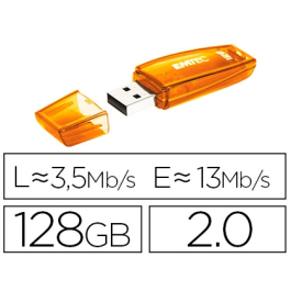 Emtec Memoria USB C410 128 GB 2.0 Naranja Precio: 14.49999991. SKU: B1JWTKS4BV