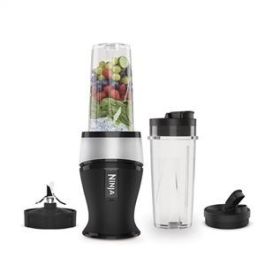 Ninja QB3001EUS Batidora de Vaso para Smoothies 700W con 2 Vasos y Tapas de Viaje, Acero Inoxidable