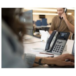 HP Poly Teléfono IP Edge E350, Teléfono IP con 8 líneas y pantalla IPS de 3.5 pulgadas, Negro