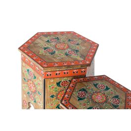 GINER Y COLOMER Taburetes Talla2 y Pinta2 a Mano Madera de Mango Multicolor