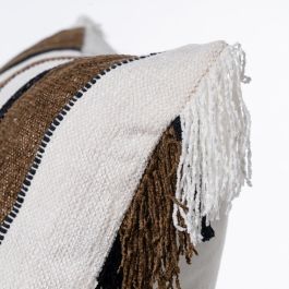 Cojín Blanco-Marrón Algodón/Terciopelo 30 X 50 cm