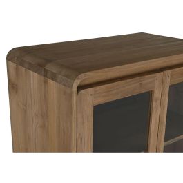 DKD Home Decor Vitrina Balines de Teca y Cristal Natural, 80x45x190 cm (Ancho x Fondo x Alto), 2 Puertas, 2 Cajones, 3 Estanterías, Desmontable