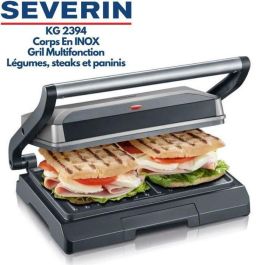 SEVERIN KG2394 Parrilla multifunción compacta: carne - paninis - verduras - placas antiadherentes 23x14-5 cm - recogegrasas