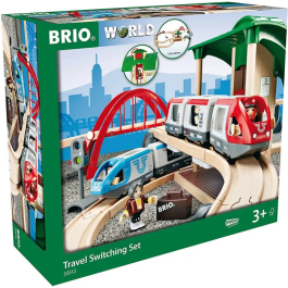 Brio World 33512 Circuito de plataforma de pasajeros con tren a batería para transporte de viajeros, a partir de 3 años